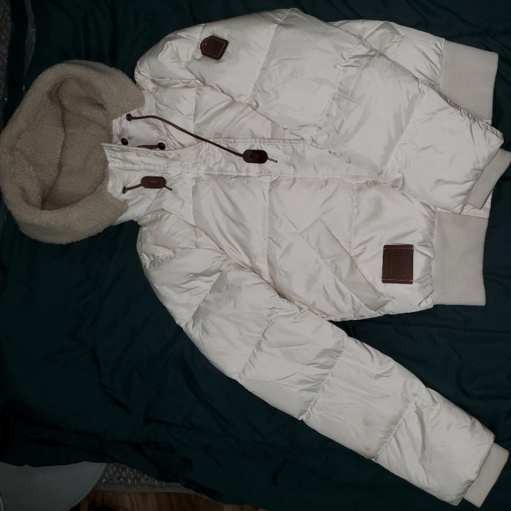 Coach Cream Coat with Hoodie